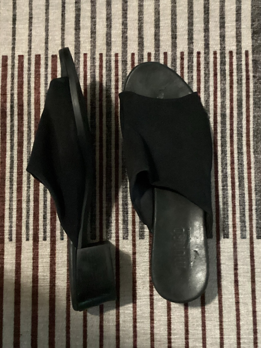 Munro Black Slip-On Block Heel Sandals